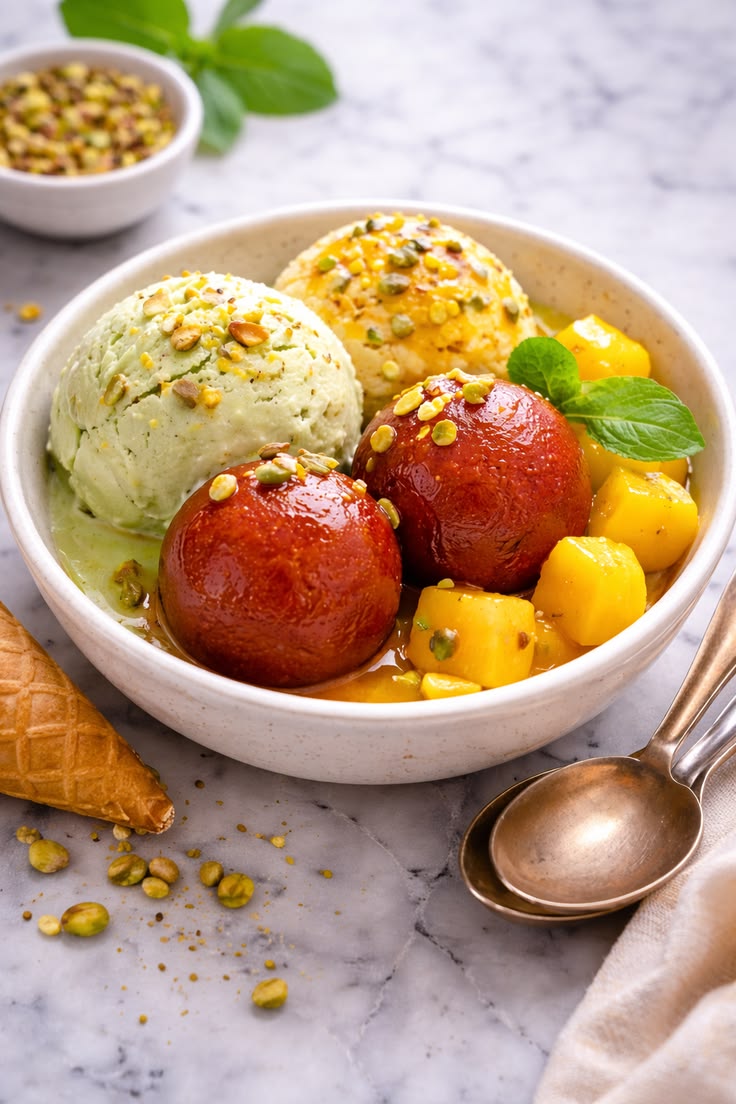 Gulab Jamun With Ice Cream